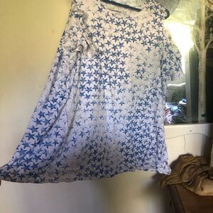 Woman Within Blue and White Starry Dress